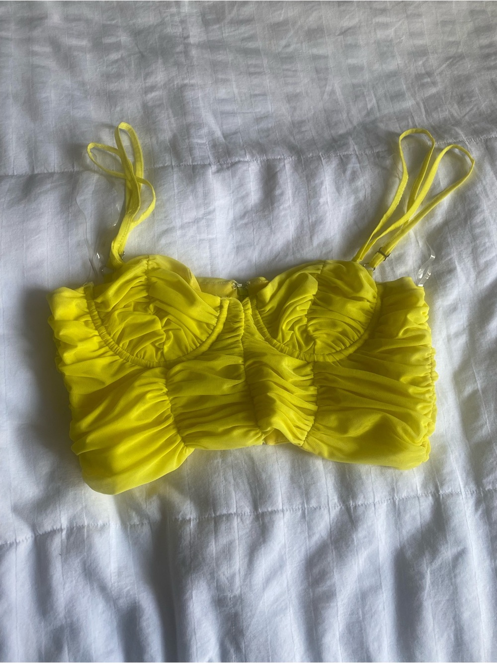 House of CB Yellow Ruched Crop Top